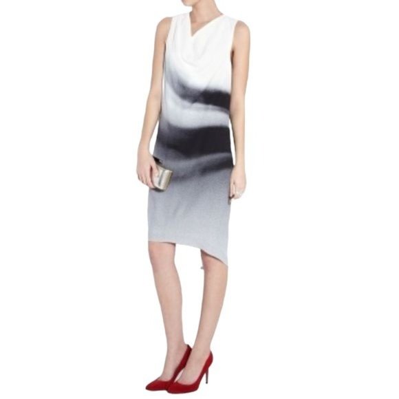 Helmut Lang Beam Shift Dress Sleeveless Hi-Low Midi 10 M Grey scale NWT - Picture 5 of 16